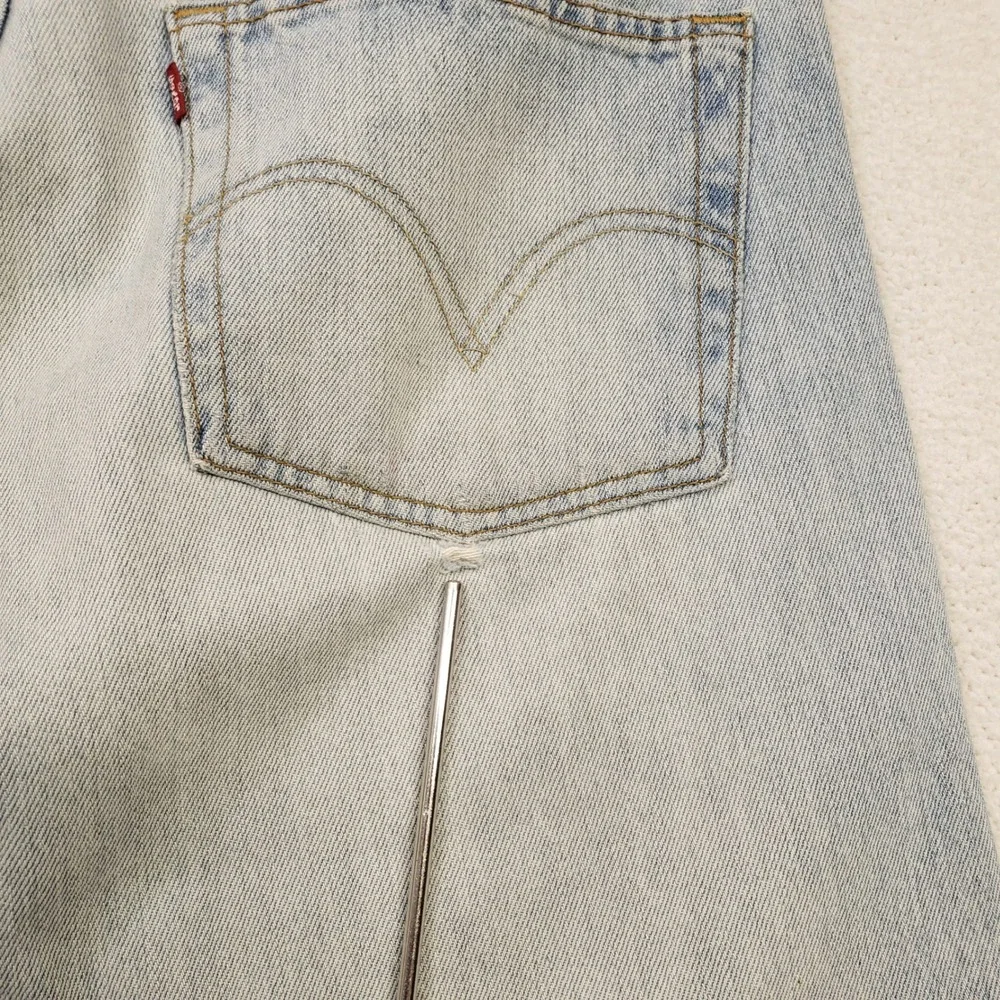 Y2K Levi's 501 Jeans Mens 34x30 Light Blue Distressed Button Fly Denim 2003